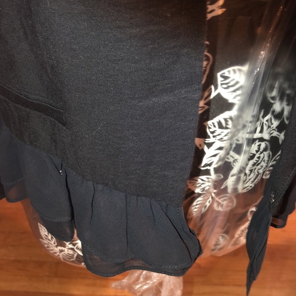 Elle size large black 3/4 sleeve jacket sheer trim eye hook closure fits 10/12 - Picture 8 of 13